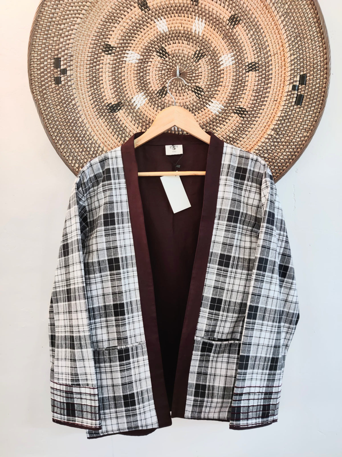 Unisex Black and White Checks Jacket