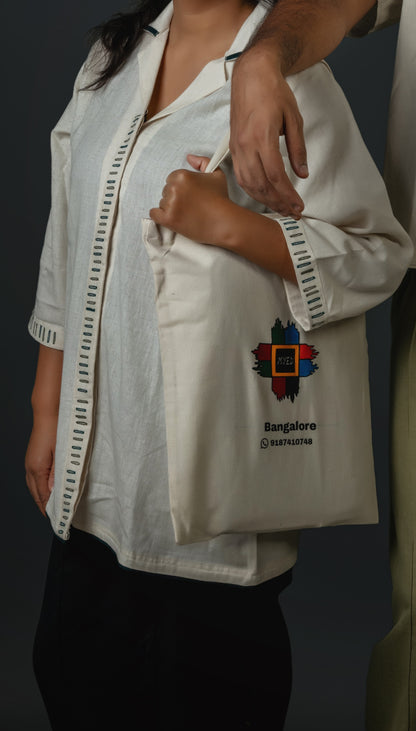 Green Button-hole stitch Women's Long Shirt