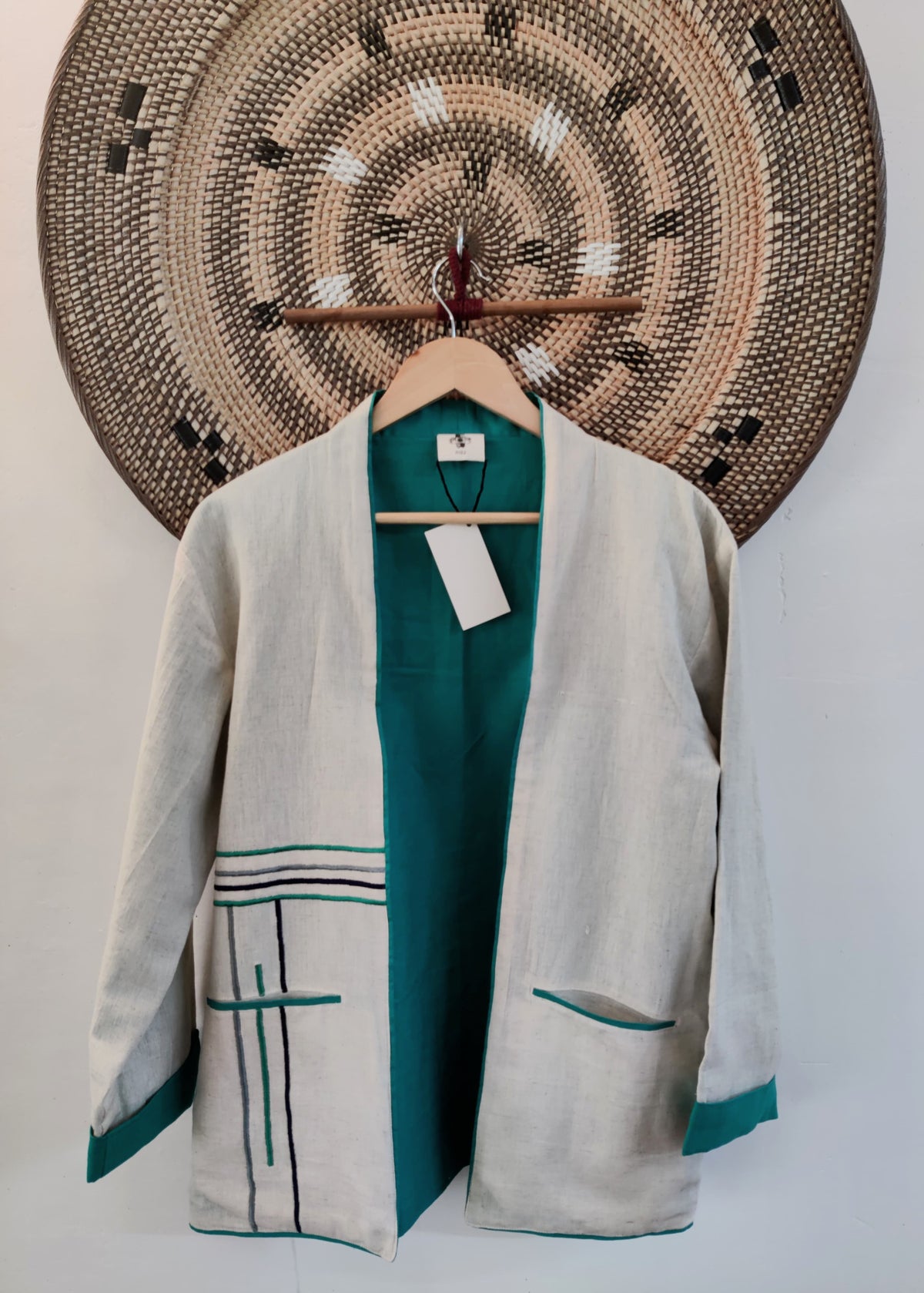 Unisex Cream & Teal Jacket