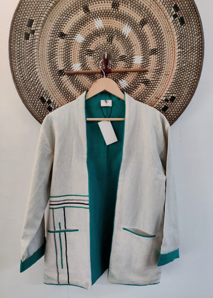 Unisex Cream & Teal Jacket
