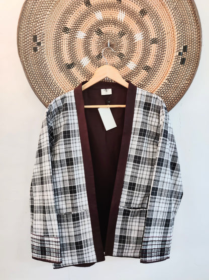 Unisex Black and White Checks Jacket
