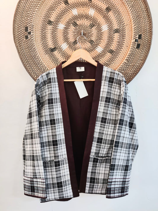 Unisex Black and White Checks Jacket