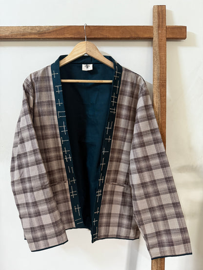 Unisex Green and Brown Checks Jacket