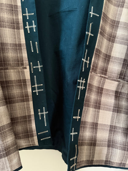 Unisex Green and Brown Checks Jacket