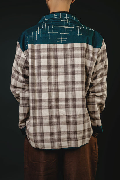 Unisex Green and Brown Checks Jacket